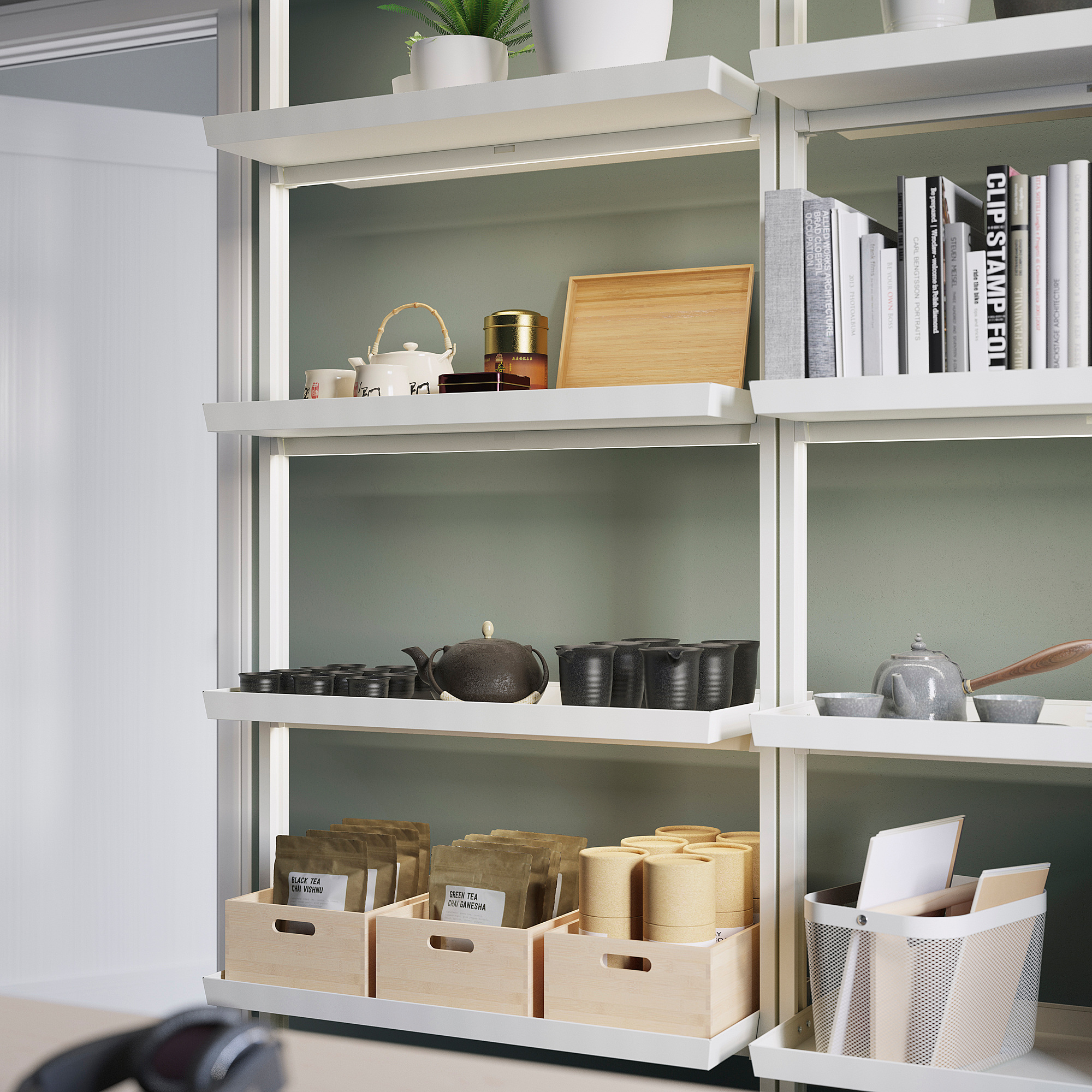 MITTZON frame w castors/disp shlf/cable box