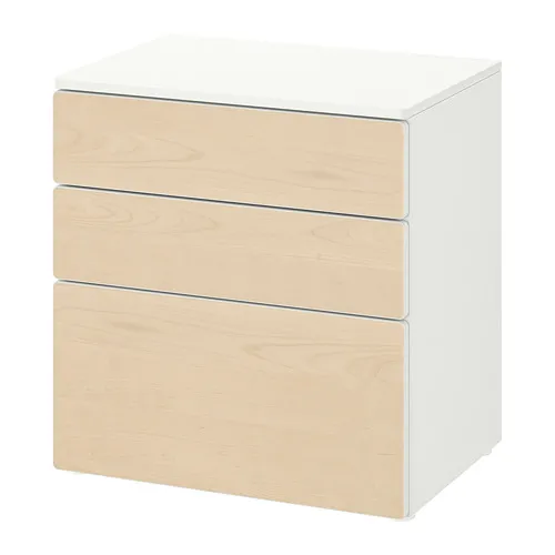 SMÅSTAD/PLATSA - chest of 3 drawers, white/birch, 60x42x63 cm | IKEA Taiwan Online - PE818994_S4