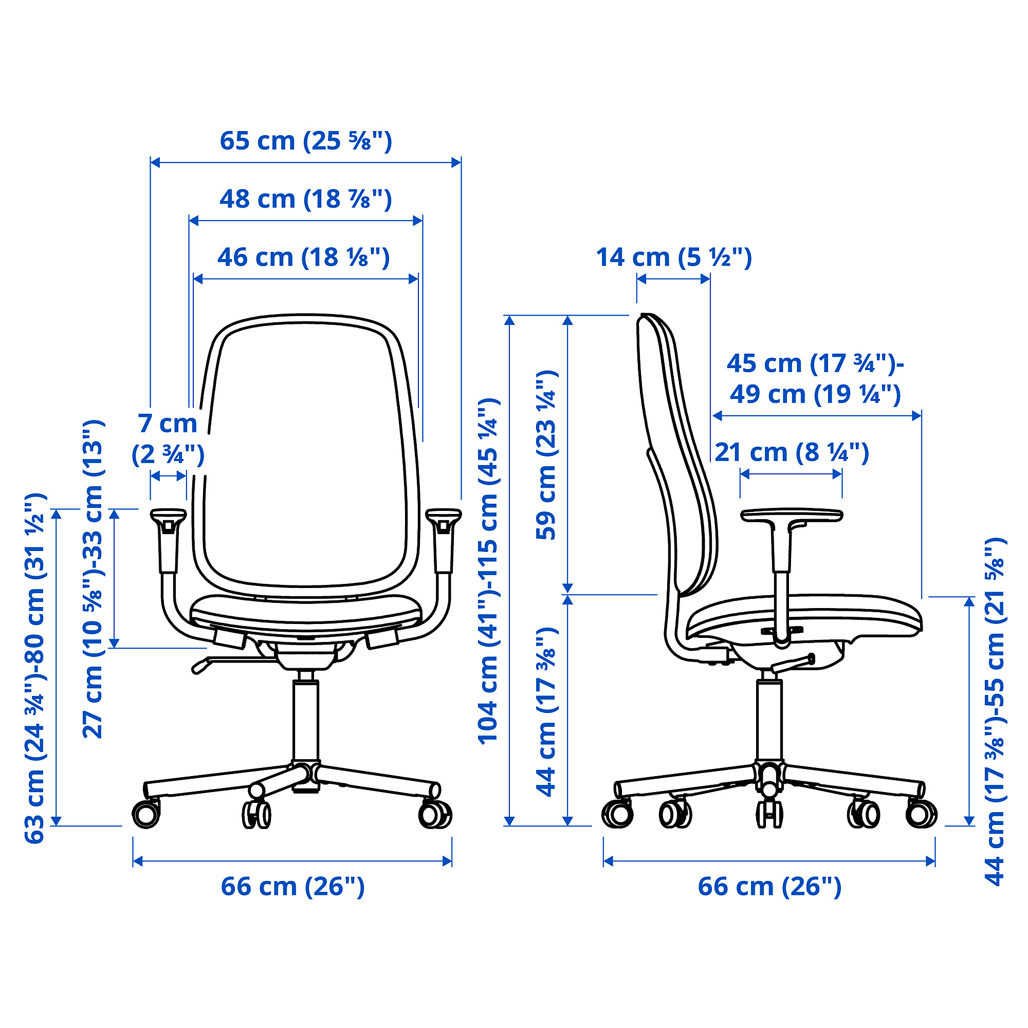 SMÖRKULL office chair with armrests