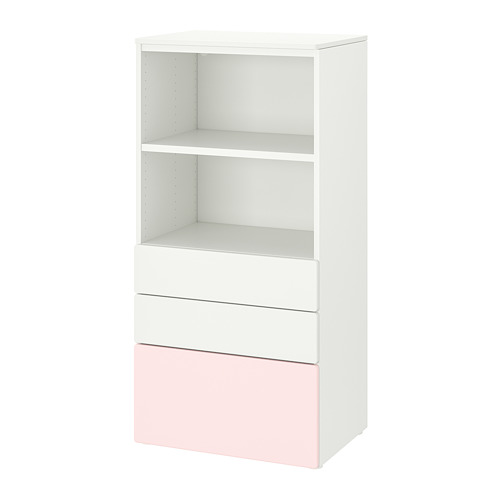 SMÅSTAD/PLATSA - bookcase, white pale pink/with 3 drawers | IKEA Taiwan Online - PE819035_S4