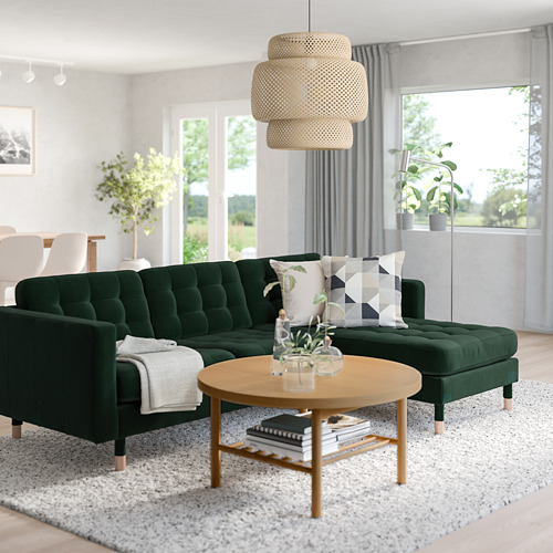 LANDSKRONA - 三人座沙發, 含躺椅/Djuparp 深綠色/木 | IKEA 線上購物 - PE819053_S4