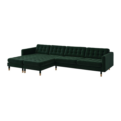 LANDSKRONA - 5-seat sofa, with chaise longues/Djuparp dark green/wood | IKEA Taiwan Online - PE819074_S4