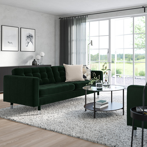 LANDSKRONA - 三人座沙發, Djuparp 深綠色/金屬 | IKEA 線上購物 - PE819088_S4