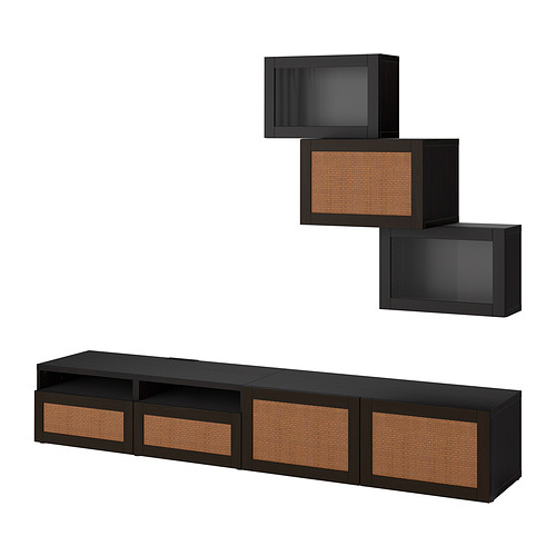 BESTÅ - TV storage combination/glass doors, black-brown Sindvik/Studsviken dark brown | IKEA Taiwan Online - PE819216_S4
