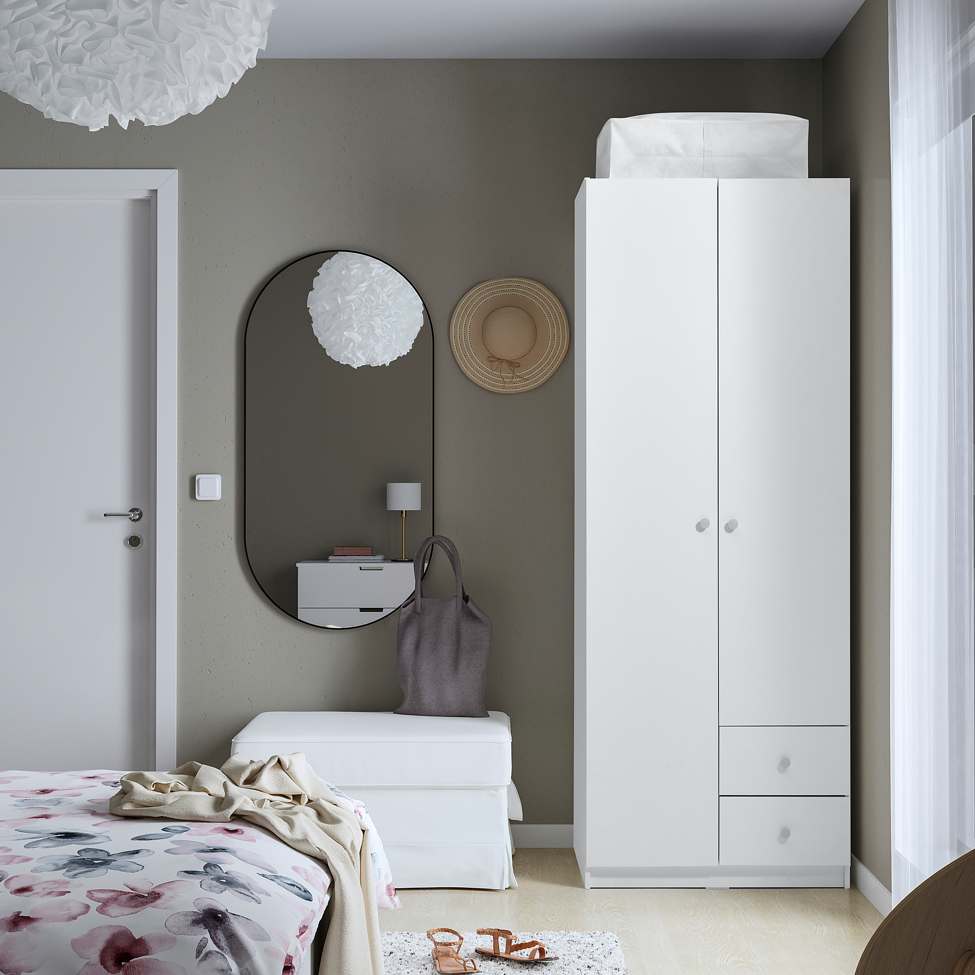 BRUKSVARA wardrobe with 2 doors and 2 drawers