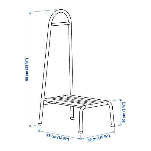 BÄSINGEN step stool with handrail
