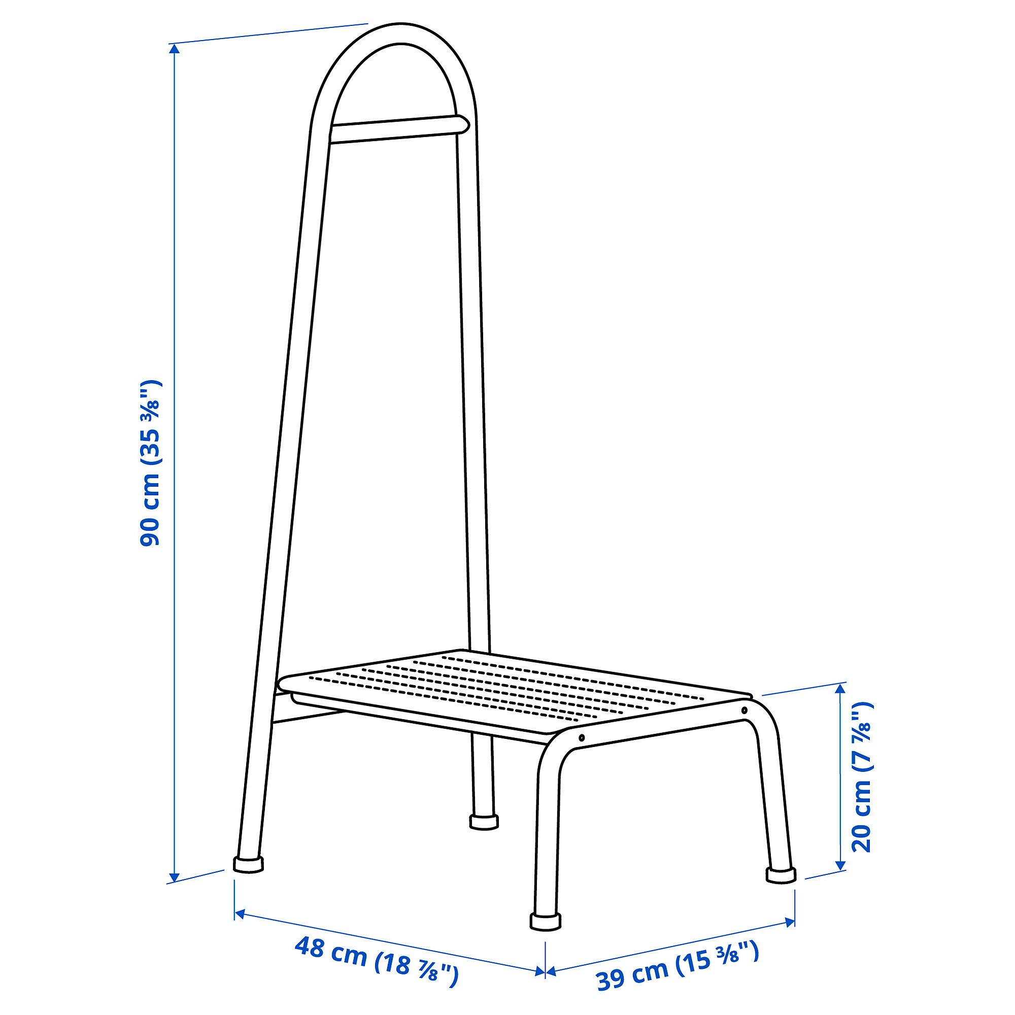 BÄSINGEN step stool with handrail