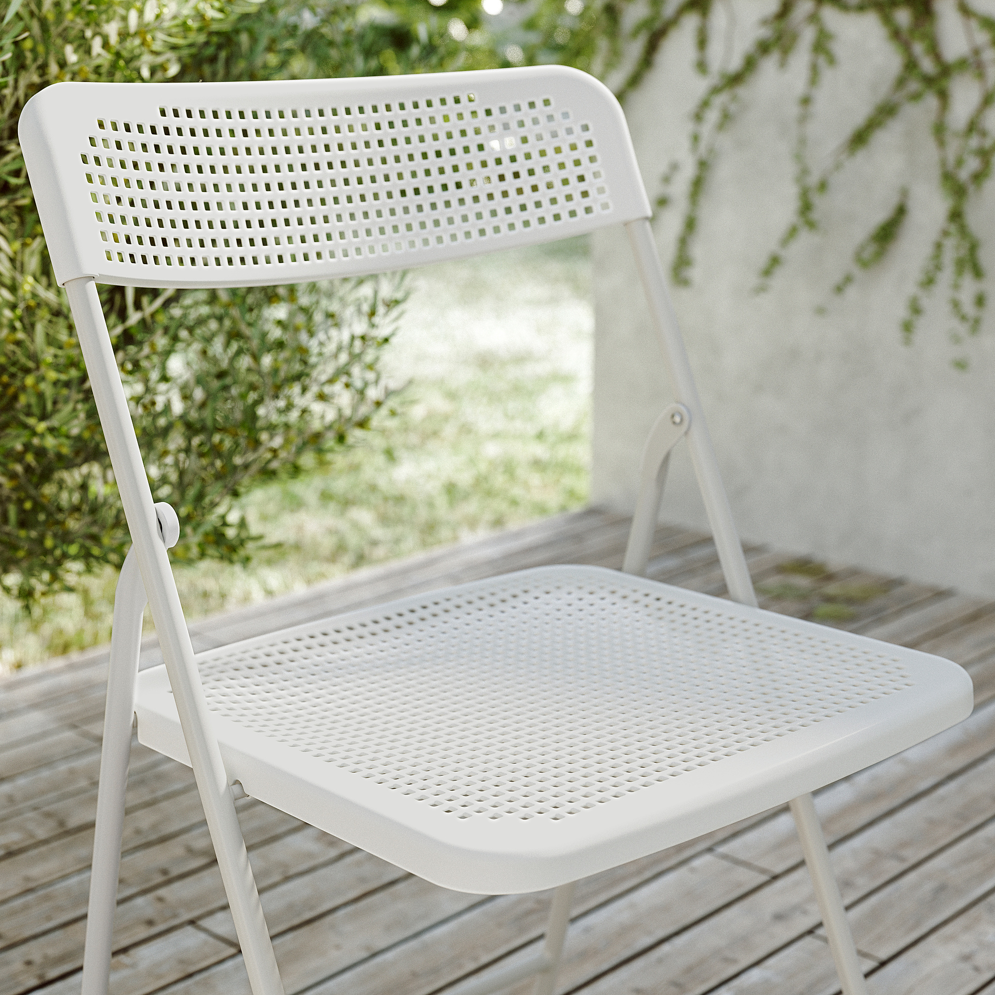 TORPARÖ - table+4 folding chairs, outdoor, white/white/grey, 130 cm ...