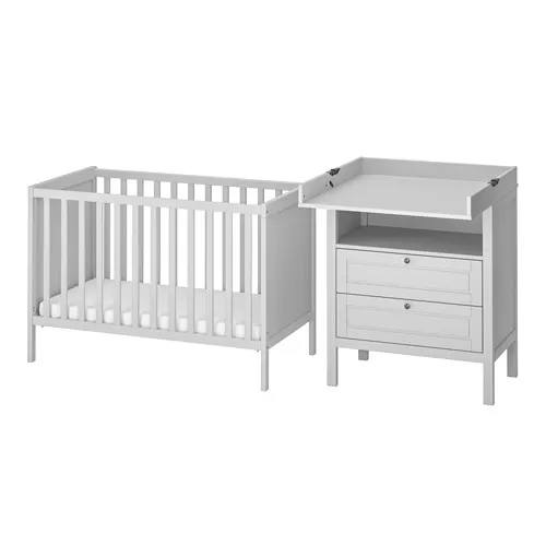 SUNDVIK - 2-piece baby furniture set, grey, 60x120 cm | IKEA Taiwan Online - PE900497_S4