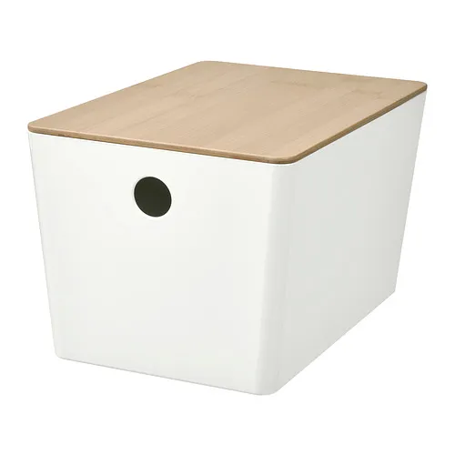 KUGGIS - 附蓋收納盒, 白色/竹, 18x26x15 公分 | IKEA 線上購物 - PE934843_S4