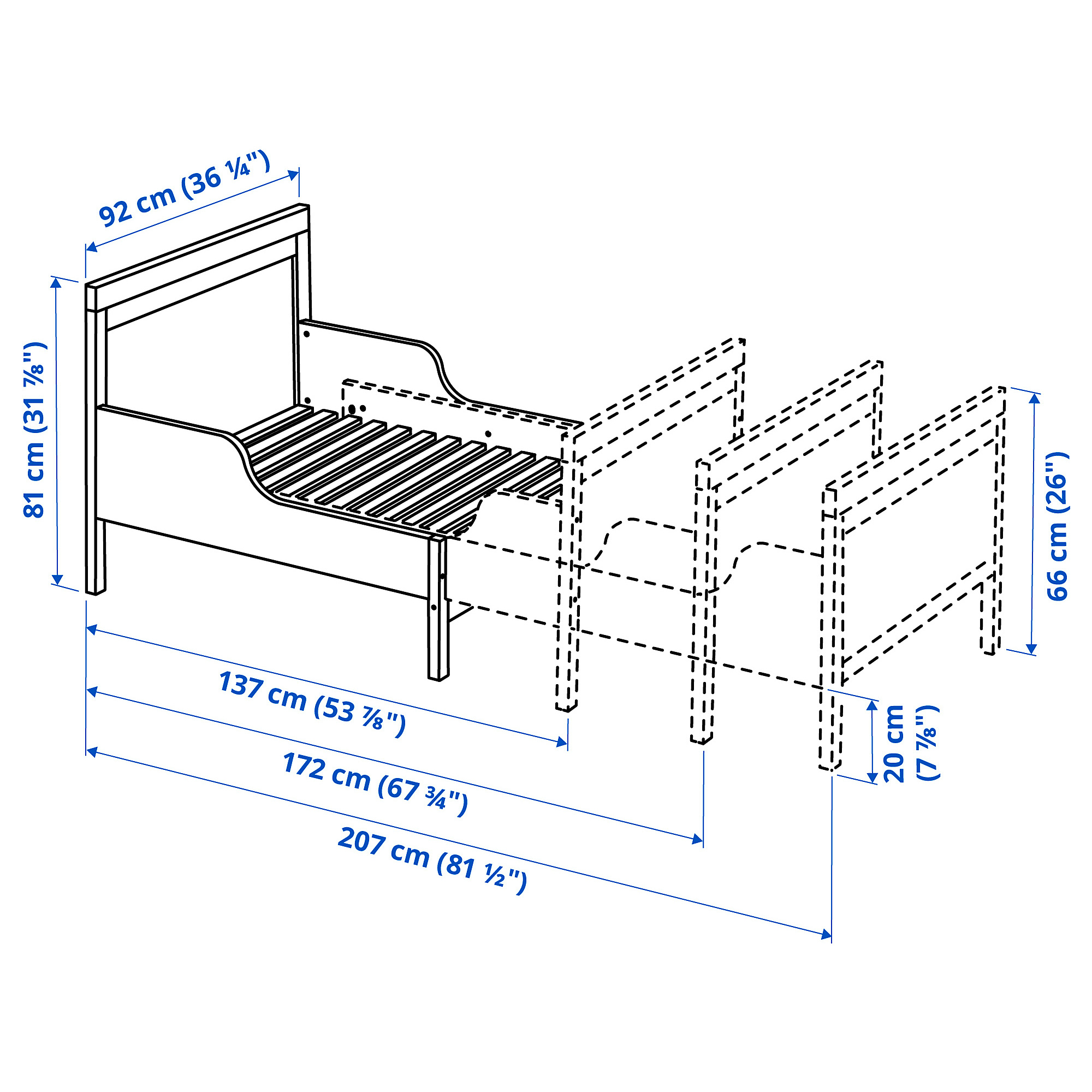 SUNDVIK ext bed frame with slatted bed base