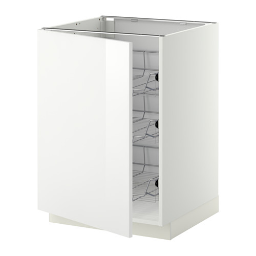 METOD base cabinet with wire baskets