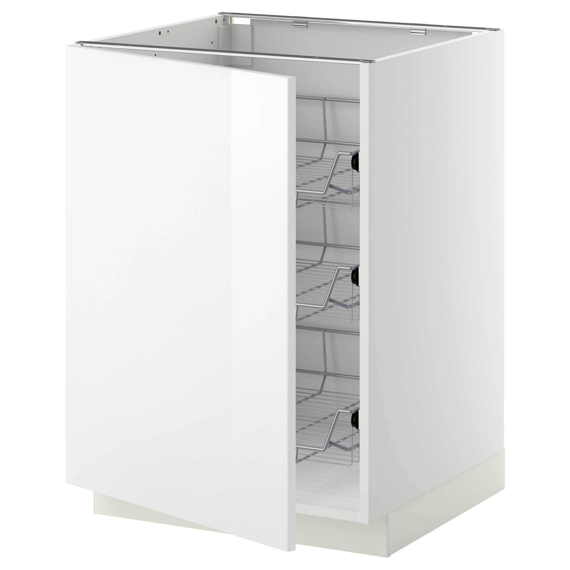 METOD base cabinet with wire baskets