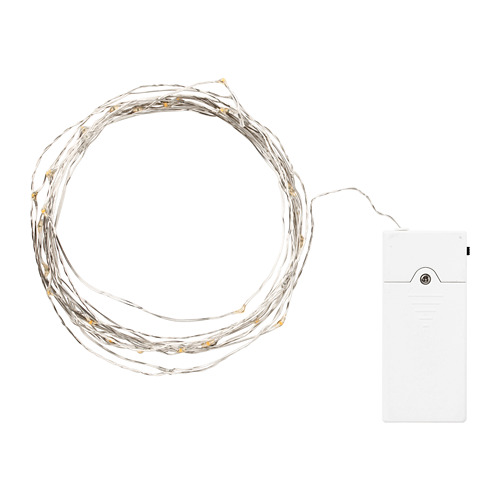 VISSVASS - LED裝飾燈串/40個燈泡, 室內/電池式 銀色 | IKEA 線上購物 - PE674266_S4