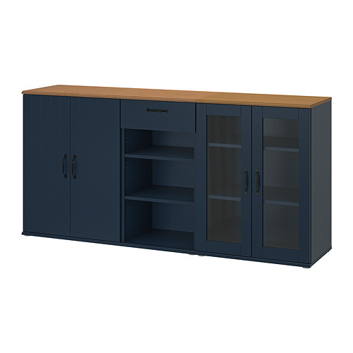 SKRUVBY - storage combination w glass doors, black-blue, 190x90 cm | IKEA Taiwan Online - PE934972_S4