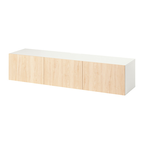 BESTÅ - TV bench with doors, white/Fänrik ash, 180x42x38 cm | IKEA Taiwan Online - PE965984_S4