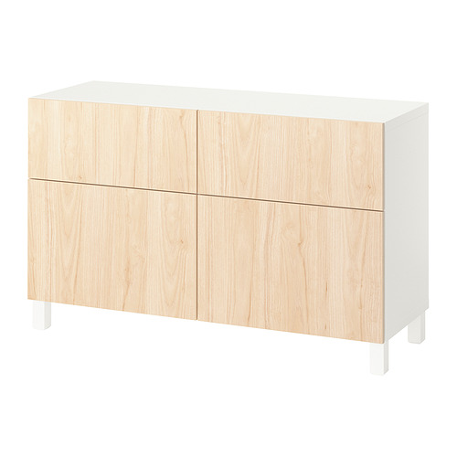 BESTÅ - 收納組合附門/抽屜, 白色/Fänrik/Stubbarp 梣木, 120x42x74 公分 | IKEA 線上購物 - PE965977_S4