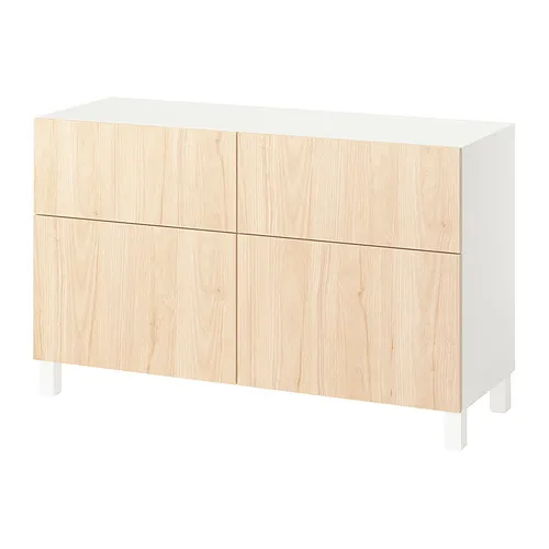 BESTÅ - 收納組合附門/抽屜, 白色/Fänrik/Stubbarp 梣木, 120x42x74 公分 | IKEA 線上購物 - PE965977_S4