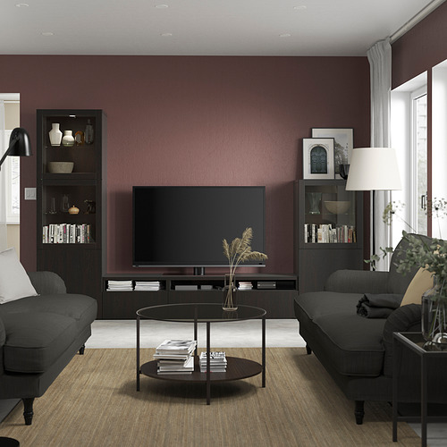 BESTÅ - 電視收納組合/玻璃門板, 黑棕色/Lappviken 黑棕色/透明玻璃 | IKEA 線上購物 - PE819827_S4