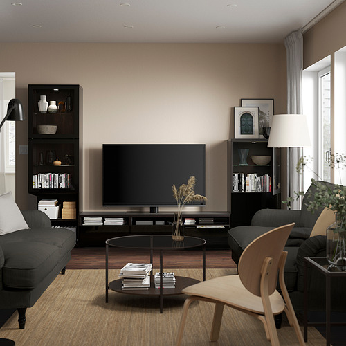 BESTÅ - 電視收納組合/玻璃門板, 黑棕色/Selsviken 高亮面/黑色/透明玻璃 | IKEA 線上購物 - PE819834_S4