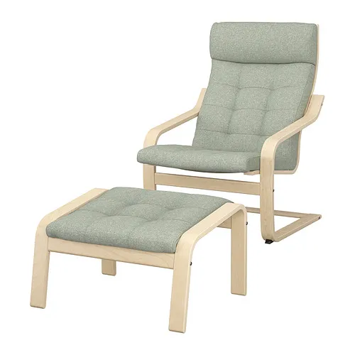 POÄNG - armchair and footstool, birch veneer/Gunnared light green | IKEA Taiwan Online - PE900897_S4