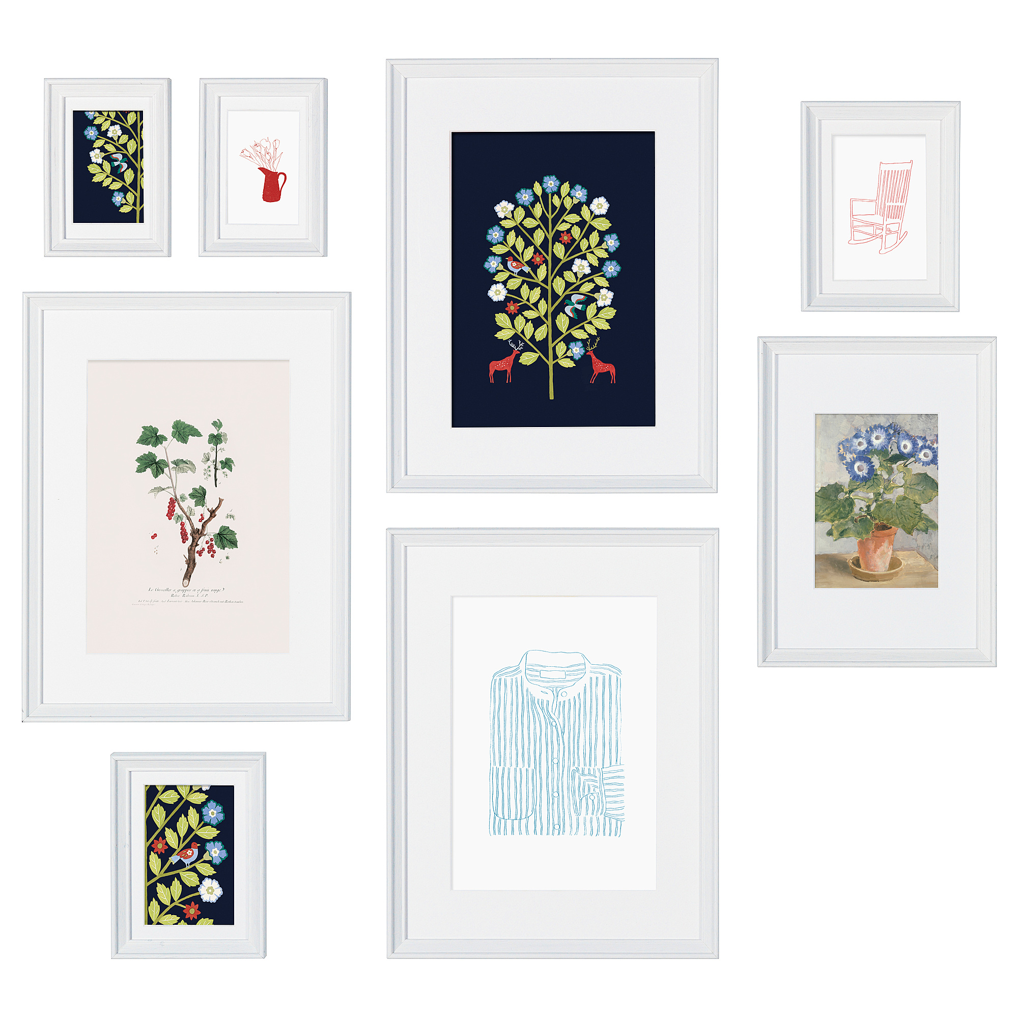 KNOPPÄNG frame with poster, set of 8