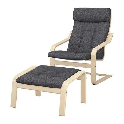 POÄNG - armchair and footstool, birch veneer/Gunnared dark grey | IKEA Taiwan Online - PE900956_S4