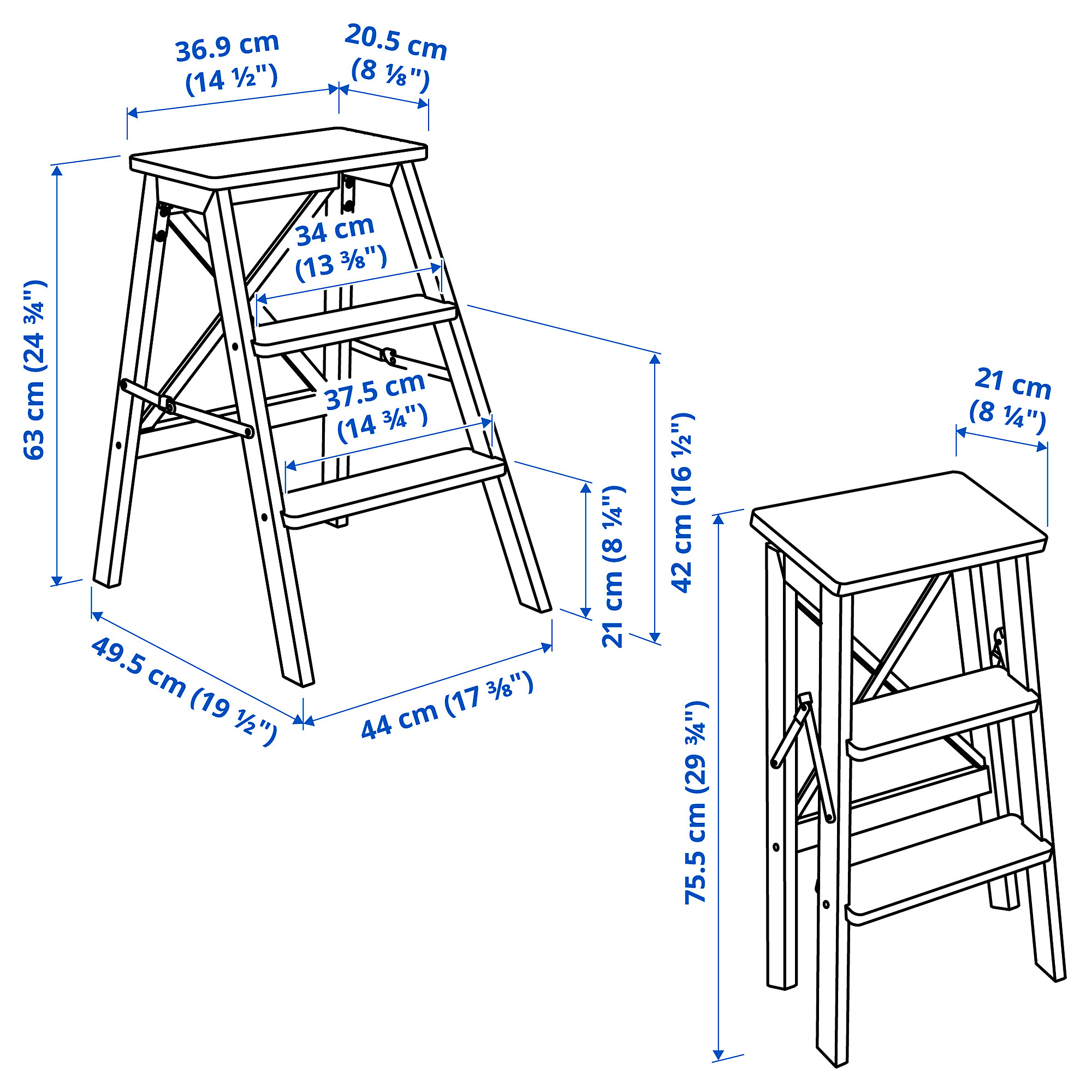 BEKVÄM stepladder, 3 steps