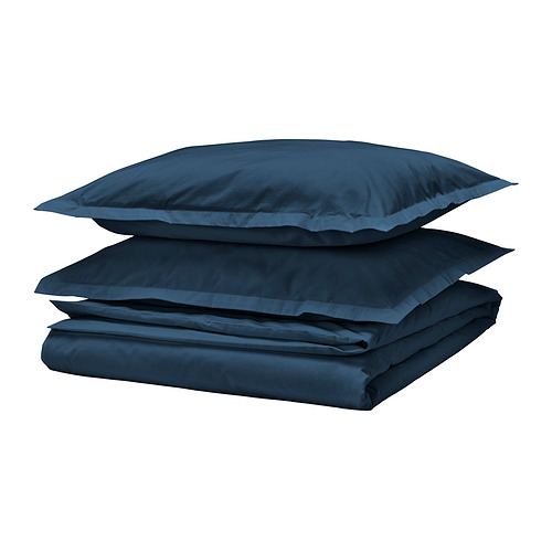 HAMPFLOCKEL - 被套附2個枕頭套, 深藍色, 200x200/50x80 公分 | IKEA 線上購物 - PE966056_S4