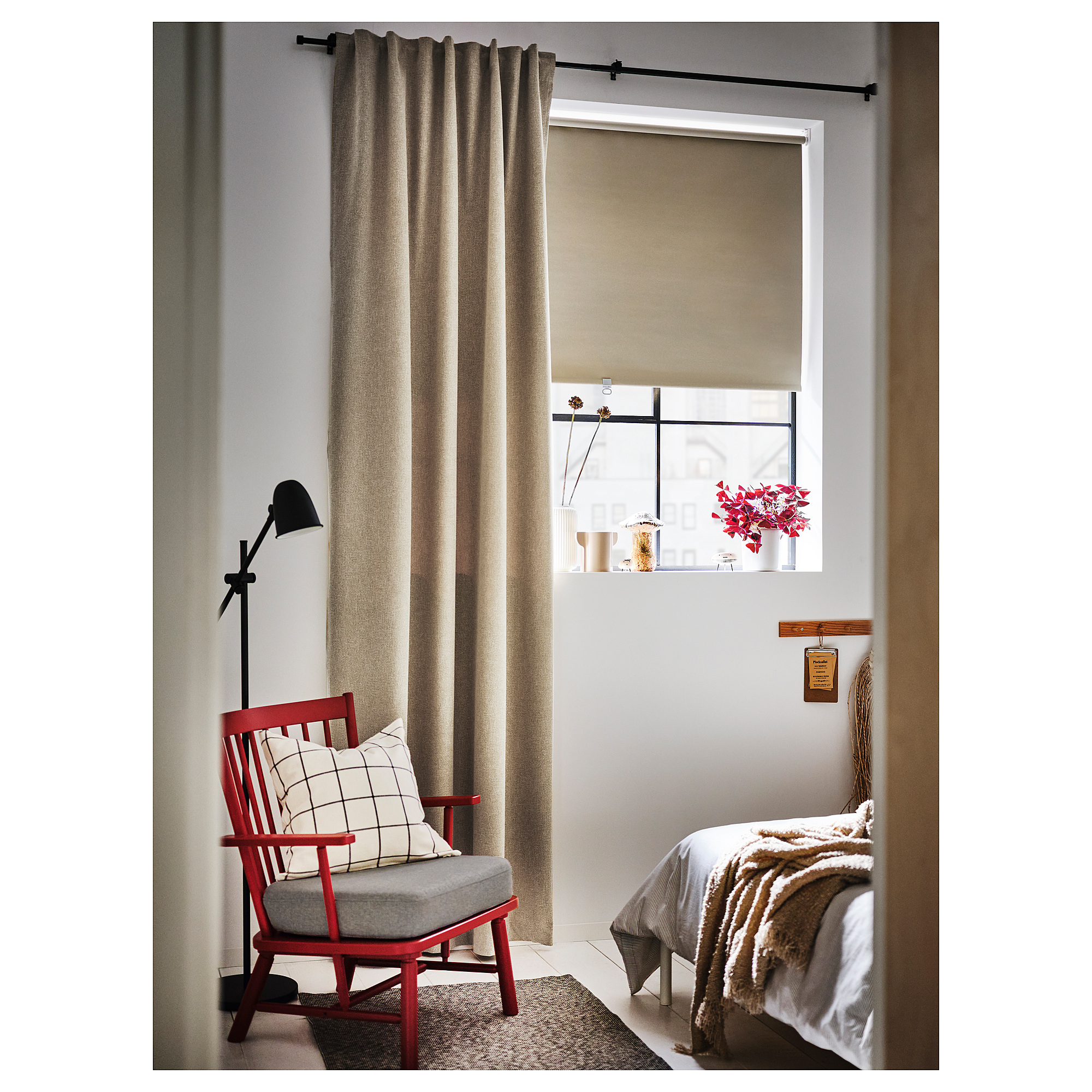 ROSENMANDEL room darkening curtains, 1 pair