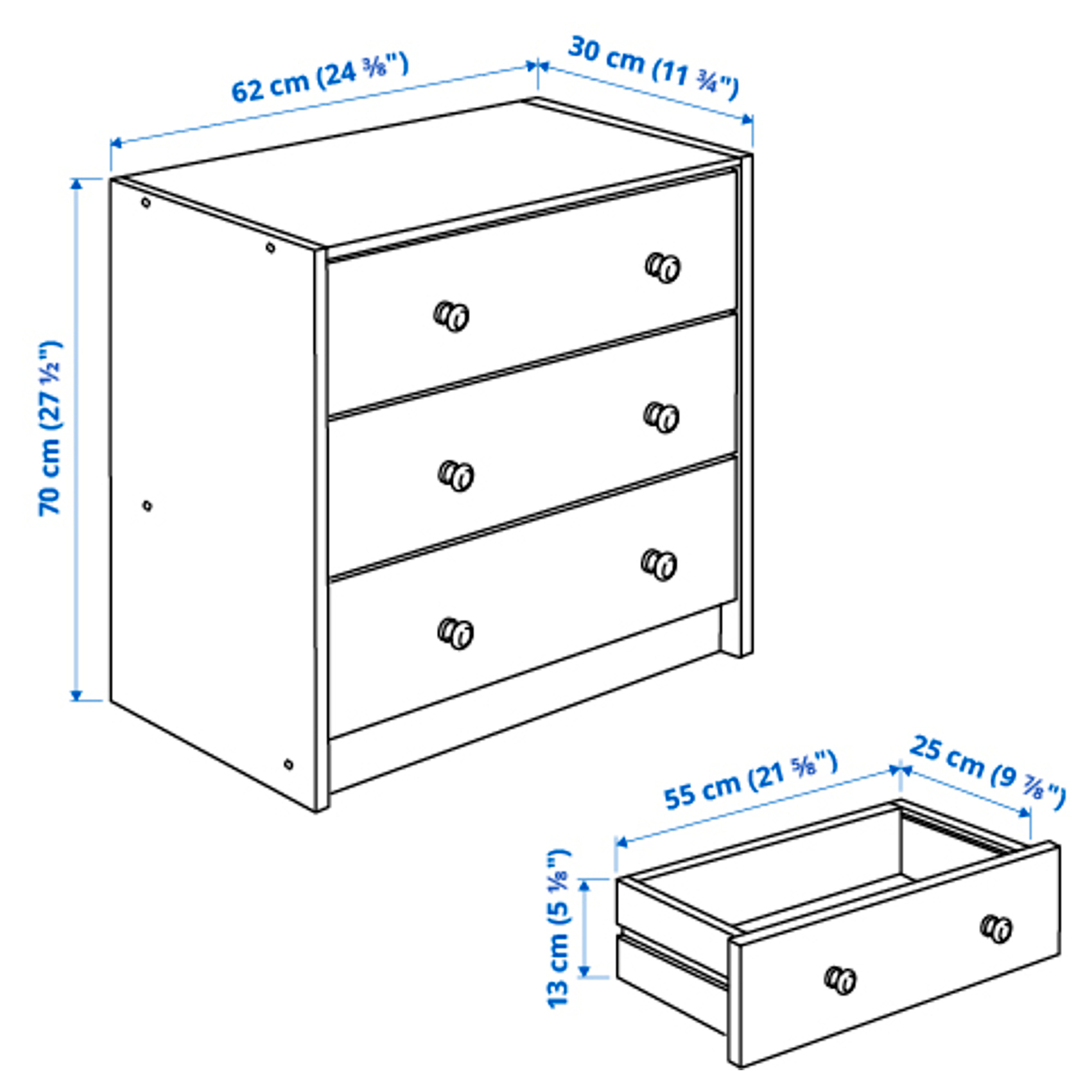 RAST chest of 3 drawers