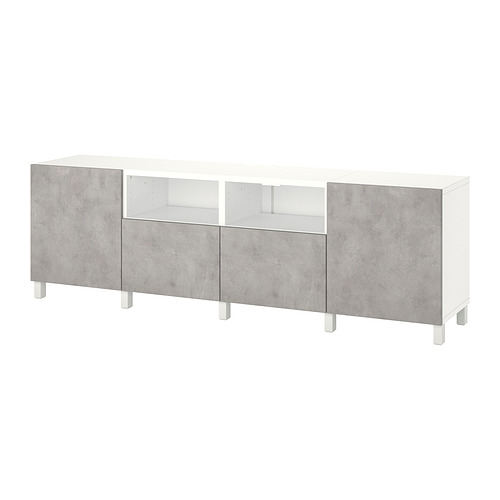 BESTÅ - TV bench with doors and drawers, white/Kallviken/Stubbarp light grey | IKEA Taiwan Online - PE820150_S4