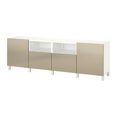 BESTÅ - TV bench with doors and drawers, white/Riksviken/Stubbarp light bronze effect | IKEA Taiwan Online - PE820160_S4