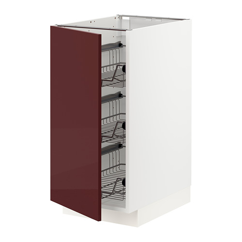 METOD - base cabinet with wire baskets, white Kallarp/high-gloss dark red-brown | IKEA Taiwan Online - PE764890_S4