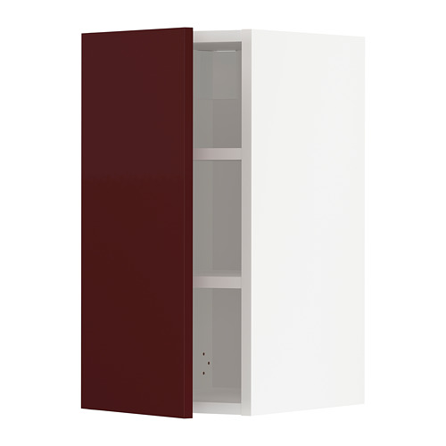 METOD - wall cabinet with shelves, white Kallarp/high-gloss dark red-brown | IKEA Taiwan Online - PE764819_S4