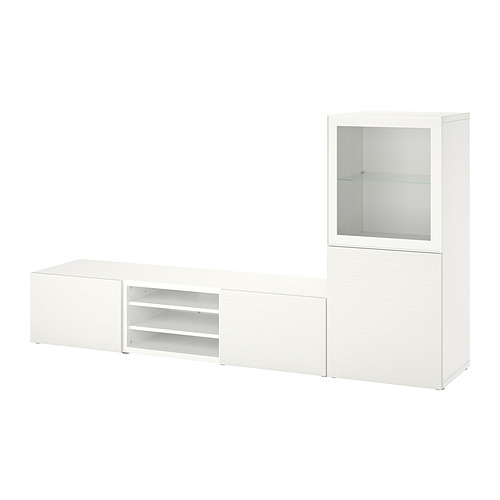 BESTÅ - TV storage combination/glass doors, white Glassvik/Laxviken white | IKEA Taiwan Online - PE820304_S4