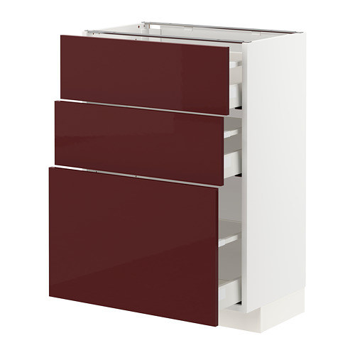 METOD/MAXIMERA - 附3抽底櫃, 白色 Kallarp/高亮面 深紅棕色 | IKEA 線上購物 - PE764859_S4