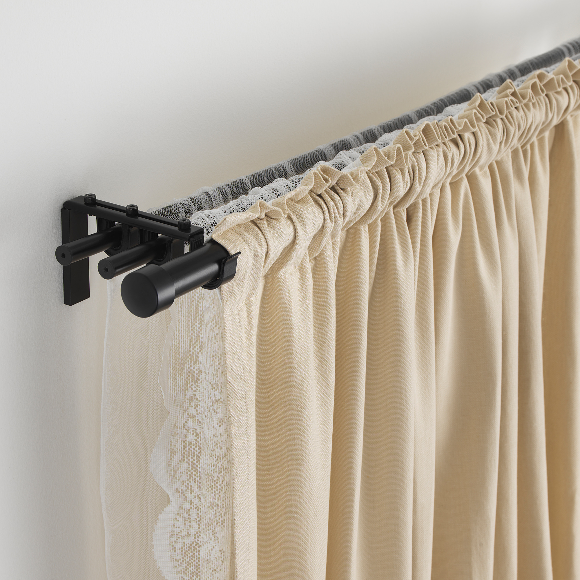 RÄCKA/HUGAD triple curtain rod combination