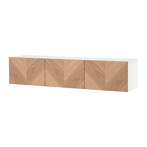 BESTÅ - TV bench with doors, white/Hedeviken oak veneer | IKEA Taiwan Online - PE820430_S4