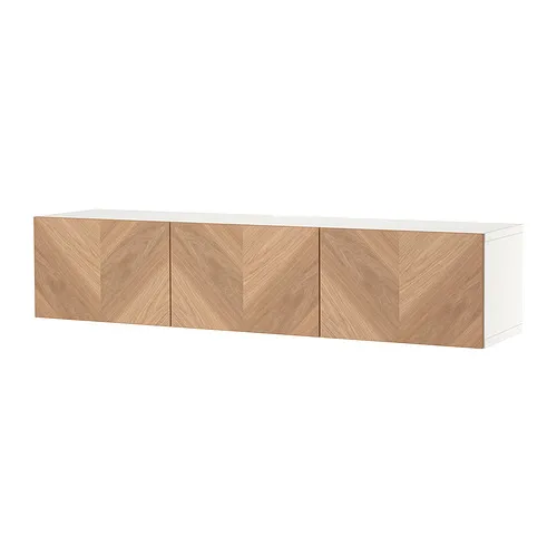 BESTÅ - 電視櫃附門板, 白色/Hedeviken 實木貼皮, 橡木 | IKEA 線上購物 - PE820430_S4