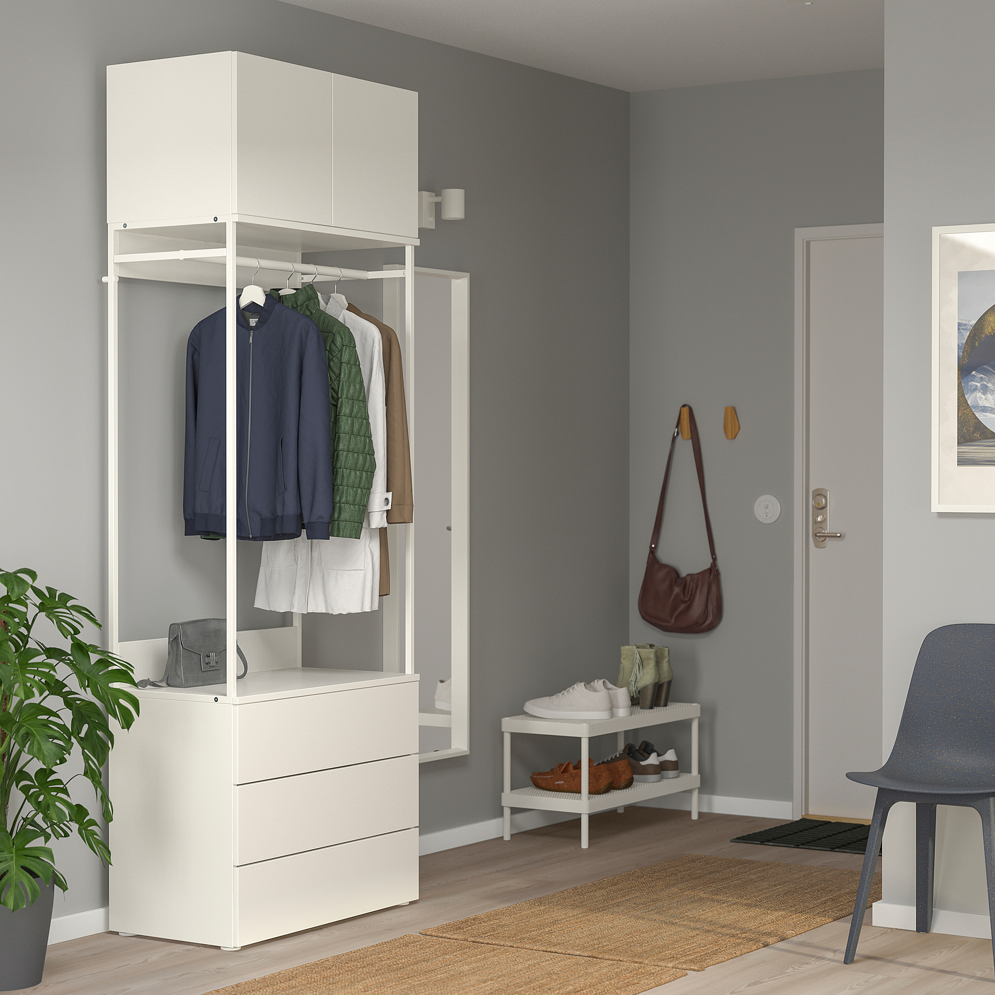 PLATSA wardrobe with 2 doors+3 drawers