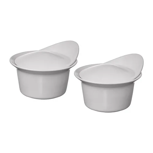 FÄRGKLAR - oven/serving dish with lid, matt light grey, 0.2 l | IKEA Taiwan Online - PE901530_S4