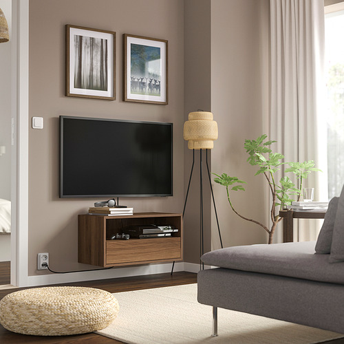 EKET wall mounted media shelf w rail