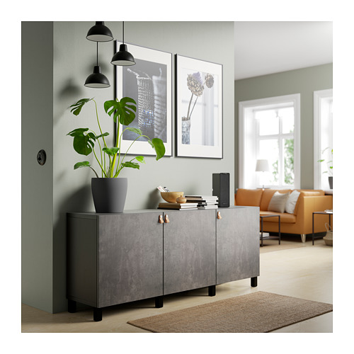 BESTÅ - storage combination with doors, black-brown Kallviken/dark grey concrete effect | IKEA Taiwan Online - PE820768_S4