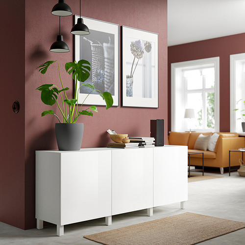 BESTÅ - storage combination with doors, white/Selsviken high-gloss/white | IKEA Taiwan Online - PE820723_S4