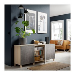 BESTÅ - storage combination with doors, black-brown Kallviken/dark grey concrete effect | IKEA Taiwan Online - PE626904_S3