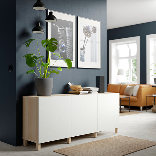 BESTÅ - storage combination with doors, white stained oak effect/Laxviken white | IKEA Taiwan Online - PE820725_S4