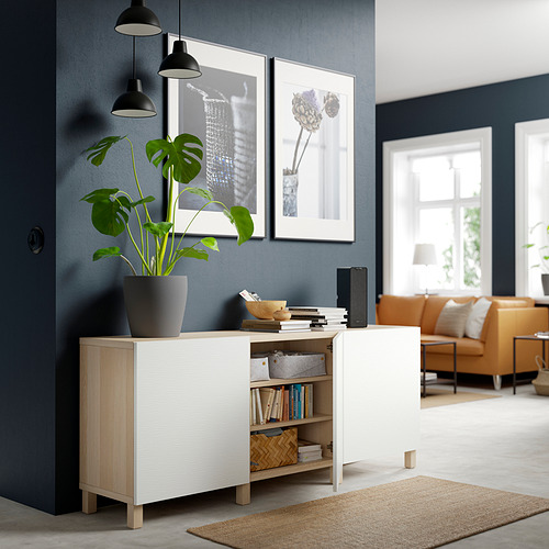 BESTÅ - storage combination with doors, white stained oak effect/Laxviken white | IKEA Taiwan Online - PE820751_S4