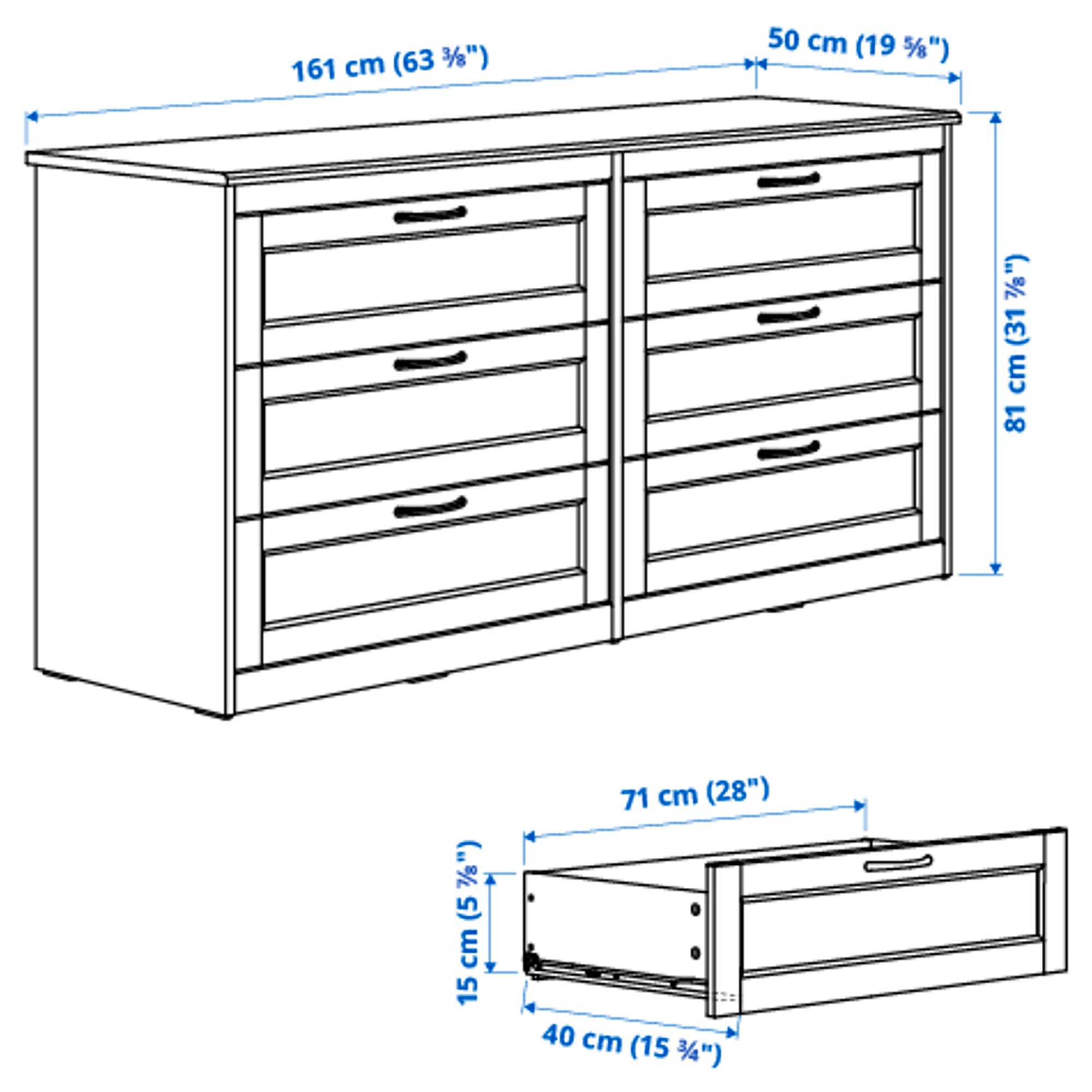 SONGESAND chest of 6 drawers