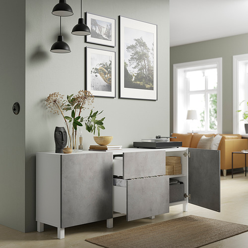 BESTÅ - storage combination with drawers, white Kallviken/light grey concrete effect | IKEA Taiwan Online - PE821168_S4